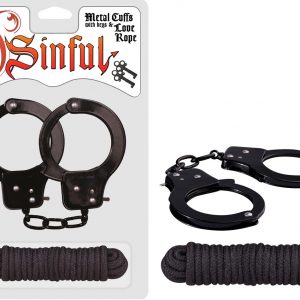 Sinful Metal Cuffs with Keys & Rope