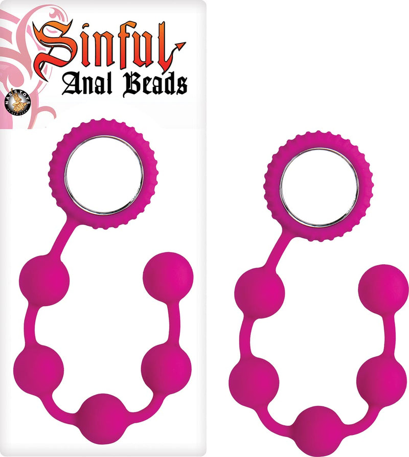 Sinful Silicone Anal Beads with Silver Retrieval Ring