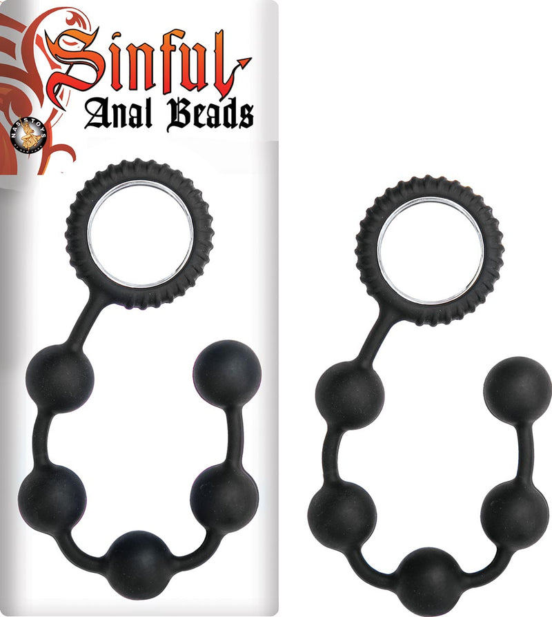 Sinful Silicone Anal Beads with Silver Retrieval Ring