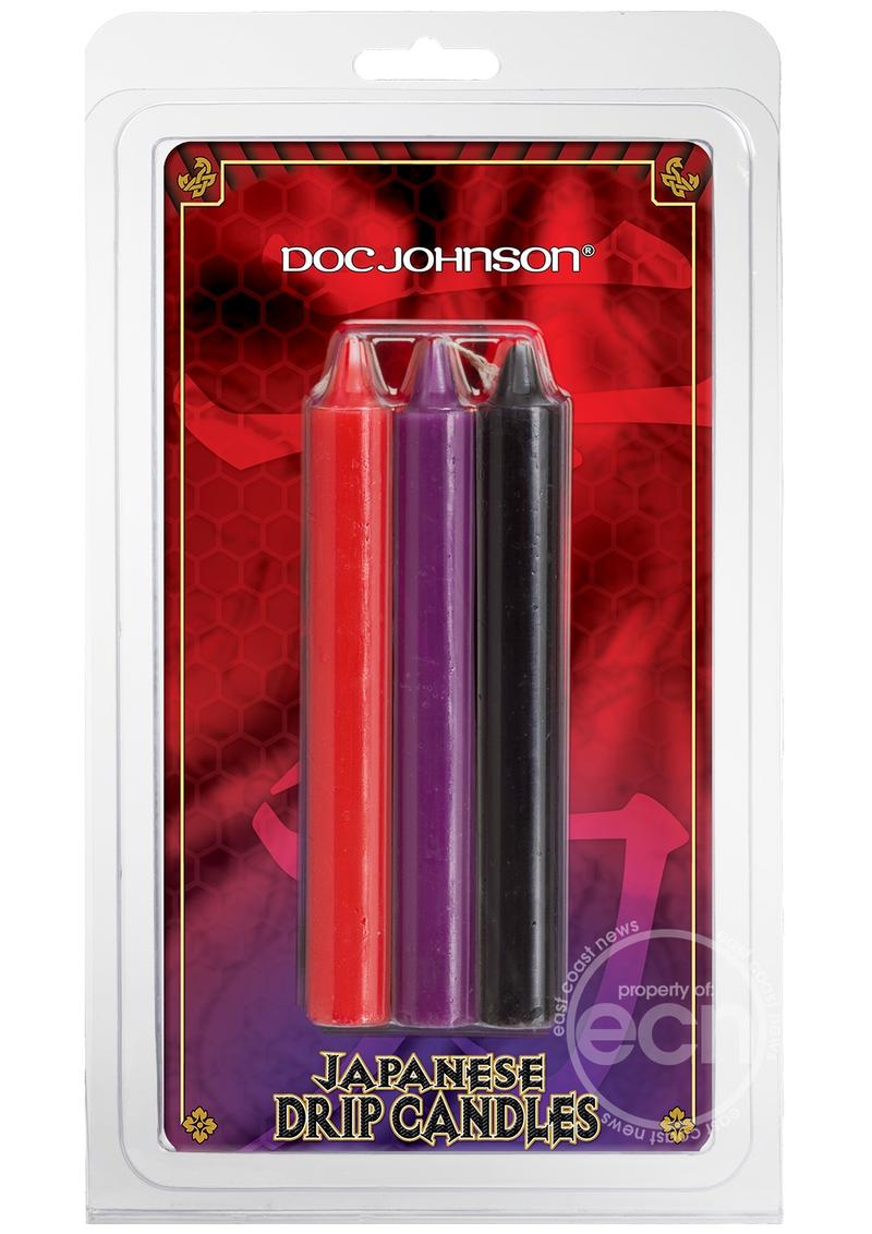 Doc Johnson Japanese Drip Candles 3Pk - Red/Black/Purple