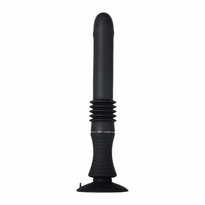 Love Thrust Rechargeable Silicone Thrusting Vibrator with Suction Cup Base - Black