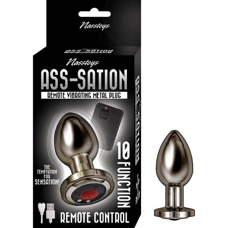 Ass-Sation Remote Vibrating Metal Plug - Black