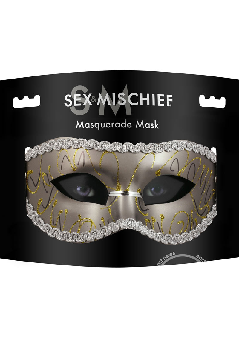 Sex & Mischief Masquerade Mask - Gray Glitter
