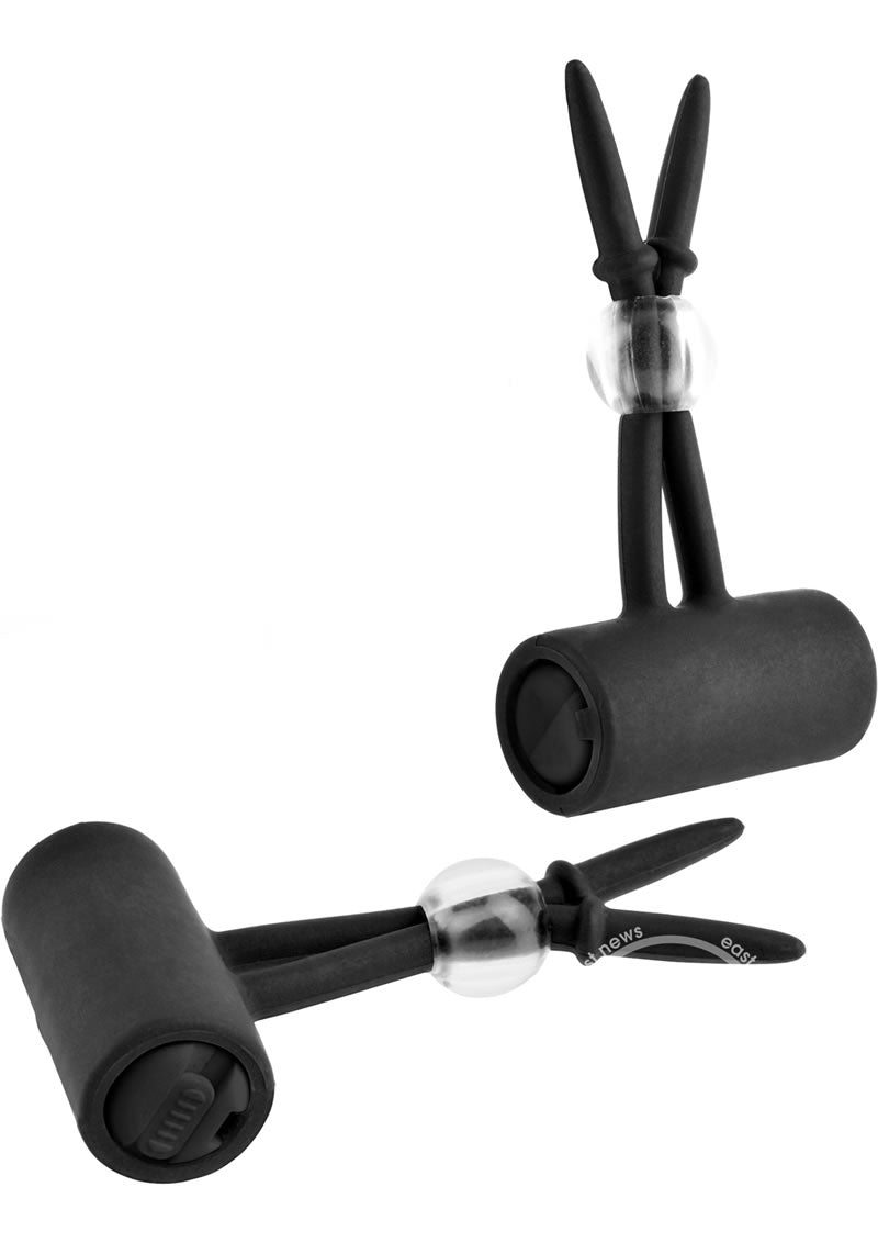 Fetish Fantasy Vibrating Silicone Nipple Lassos - Black