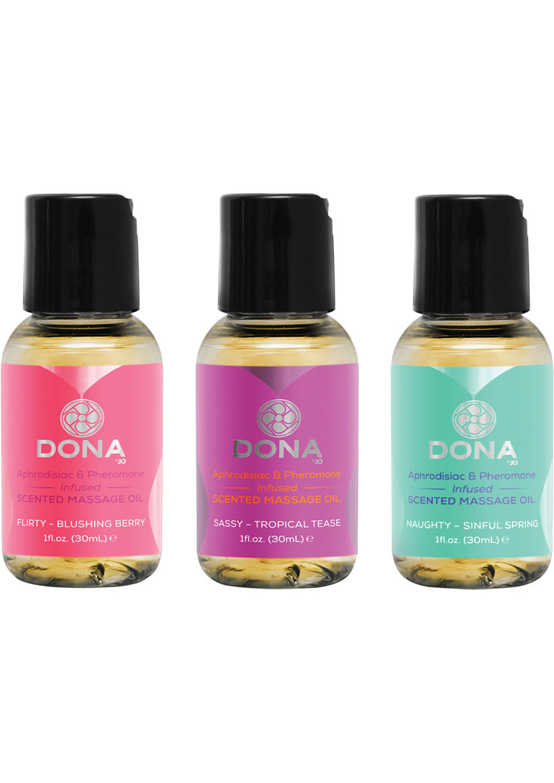 Dona Let Me Touch You Aphrodisiac & Pheromone Infused Kissable Massage Oil Gift Set - 3x1oz