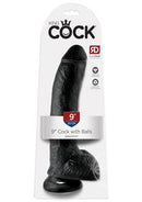 King Cock Dildo with Balls 9in