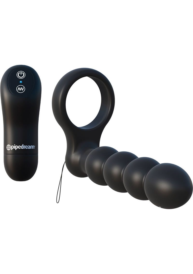 Fantasy C-Ringz Silicone Rechargeable Cock Ring Double Penetrator with Wireless Remote Controller - Black