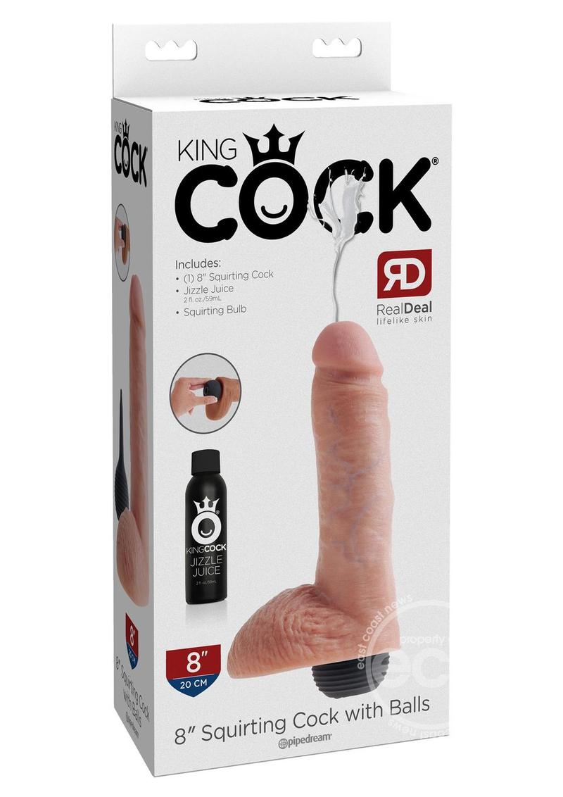 King Cock Squirting Dildo with Balls 8in