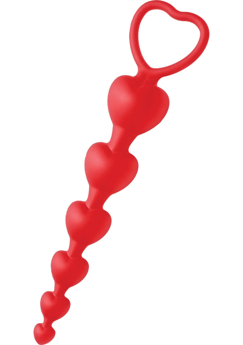 Frisky Sweet Hearts Silicone Anal Beads - Red