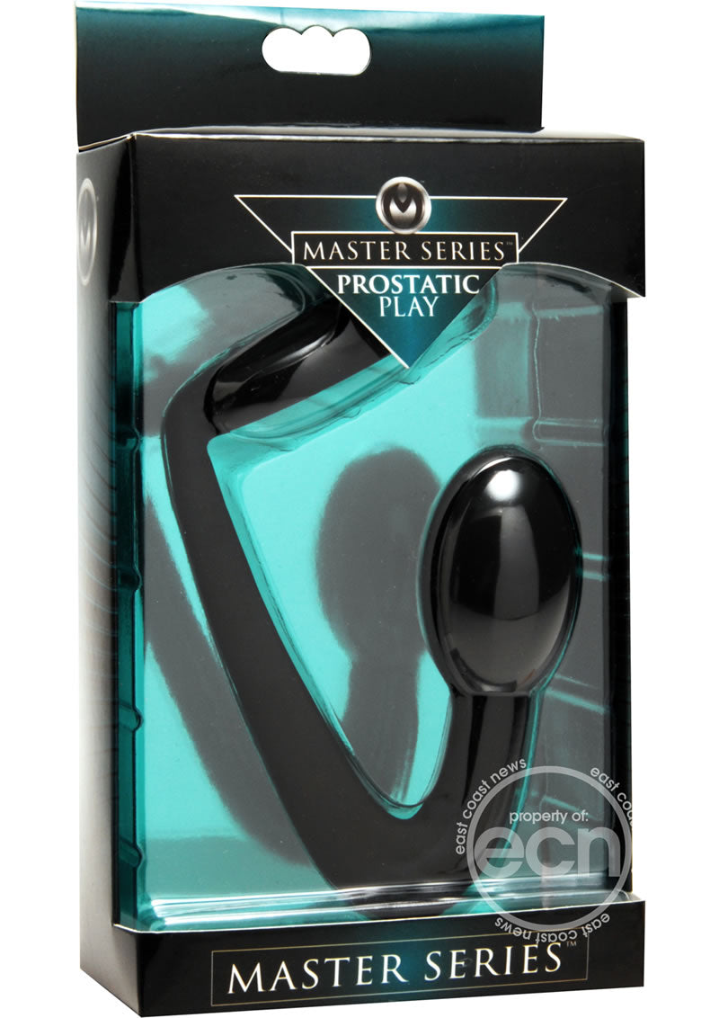Master Series Prostatic Play Explorer Silicone Penis Ring and Prostate Plug - Black