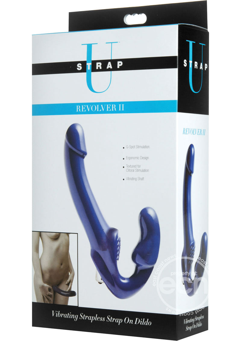 Strap U Revolver II Strapless Strap On with Vibrating Bullet - Blue