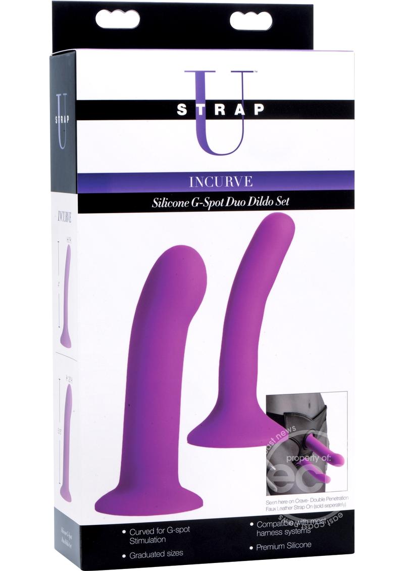StrapU Incurve Soft Silicone Duo Dildo Set - Purple
