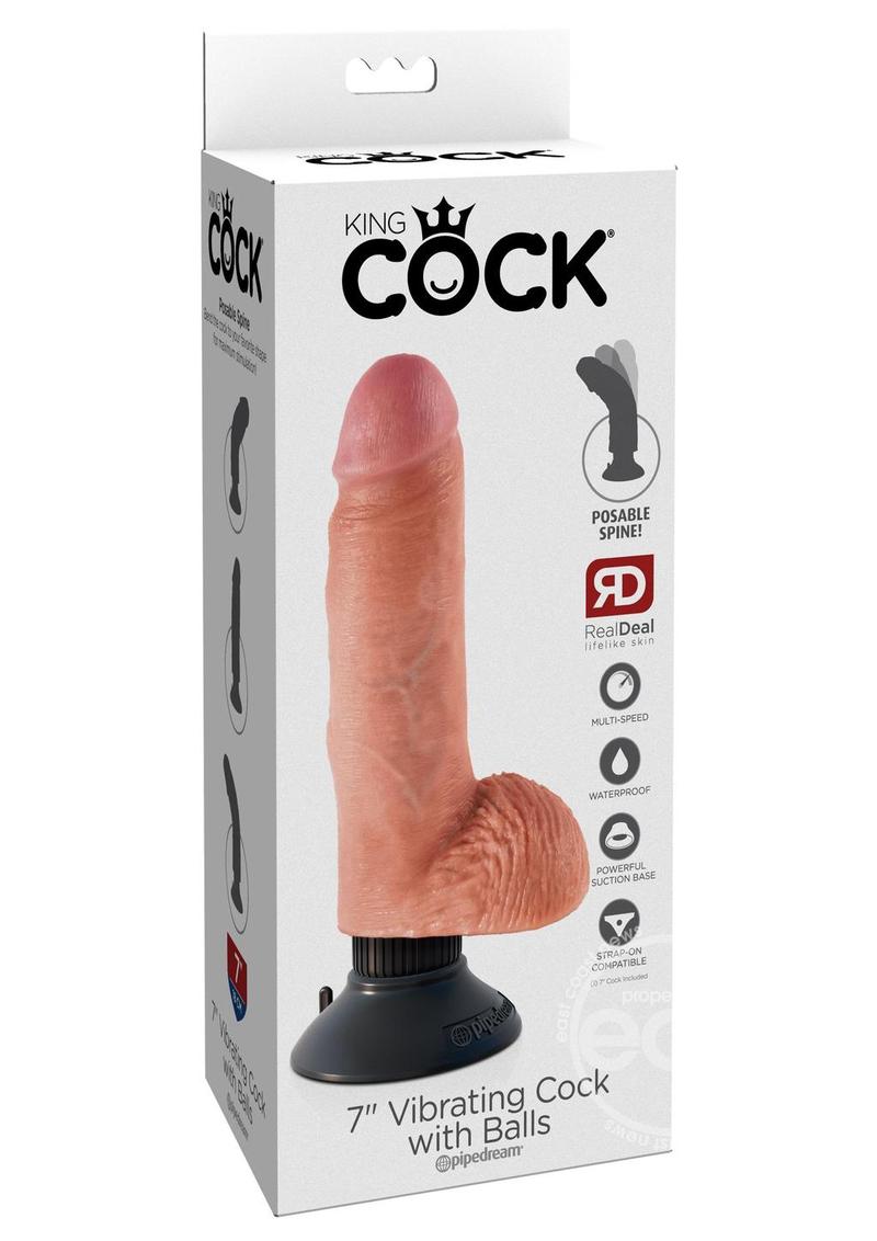 King Cock Vibrating Dildo with Balls 7in