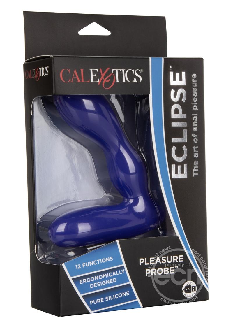 Eclipse Pleasure Probe Rechargeable Silicone Prostate Vibrator - Blue