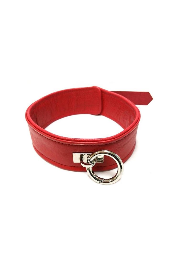 Rouge Plain Leather Adjustable Collar