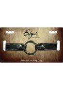 Edge Seamless O-Ring Metal Mouth Gag with Adjustable Leather Strap - Black