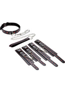 Frisky Heart Ache 5-Piece Bondage Set - Black with Red Hearts