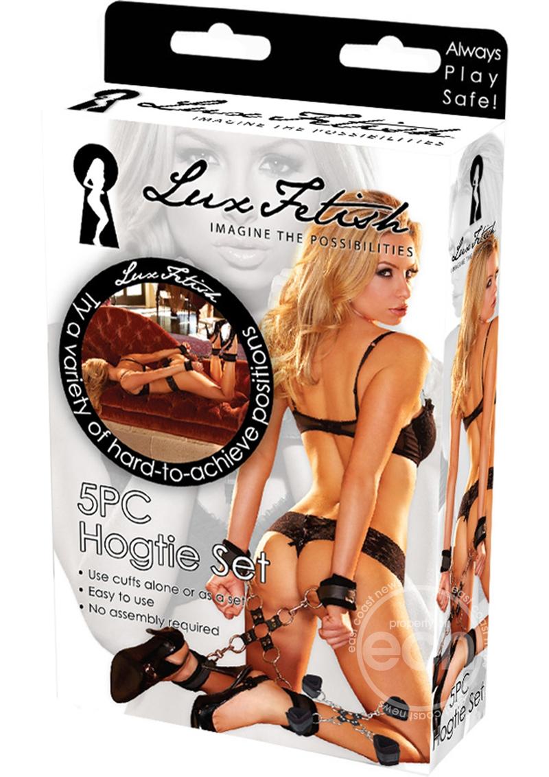 Lux Fetish 5-Piece Soft Cuff Hogtie Set - Black