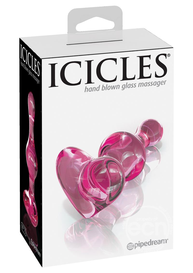 Icicles No 75 Beaded Heart-Shaped Glass Anal Plug - Pink