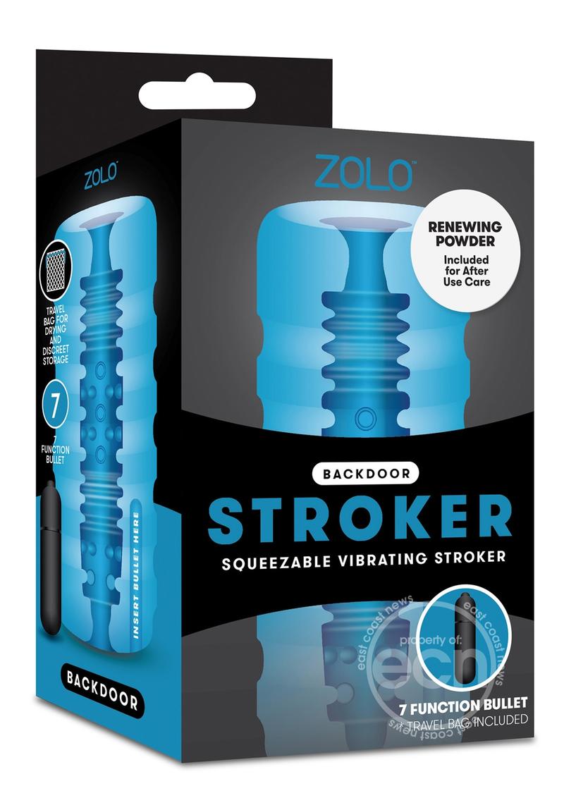 Zolo Backdoor Squeezable Vibrating Stroker - Blue