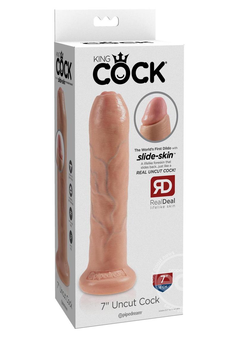 King Cock Uncut Cock Dildo 7in