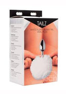 Tailz White Fluffy Bunny Tail Metal Anal Plug