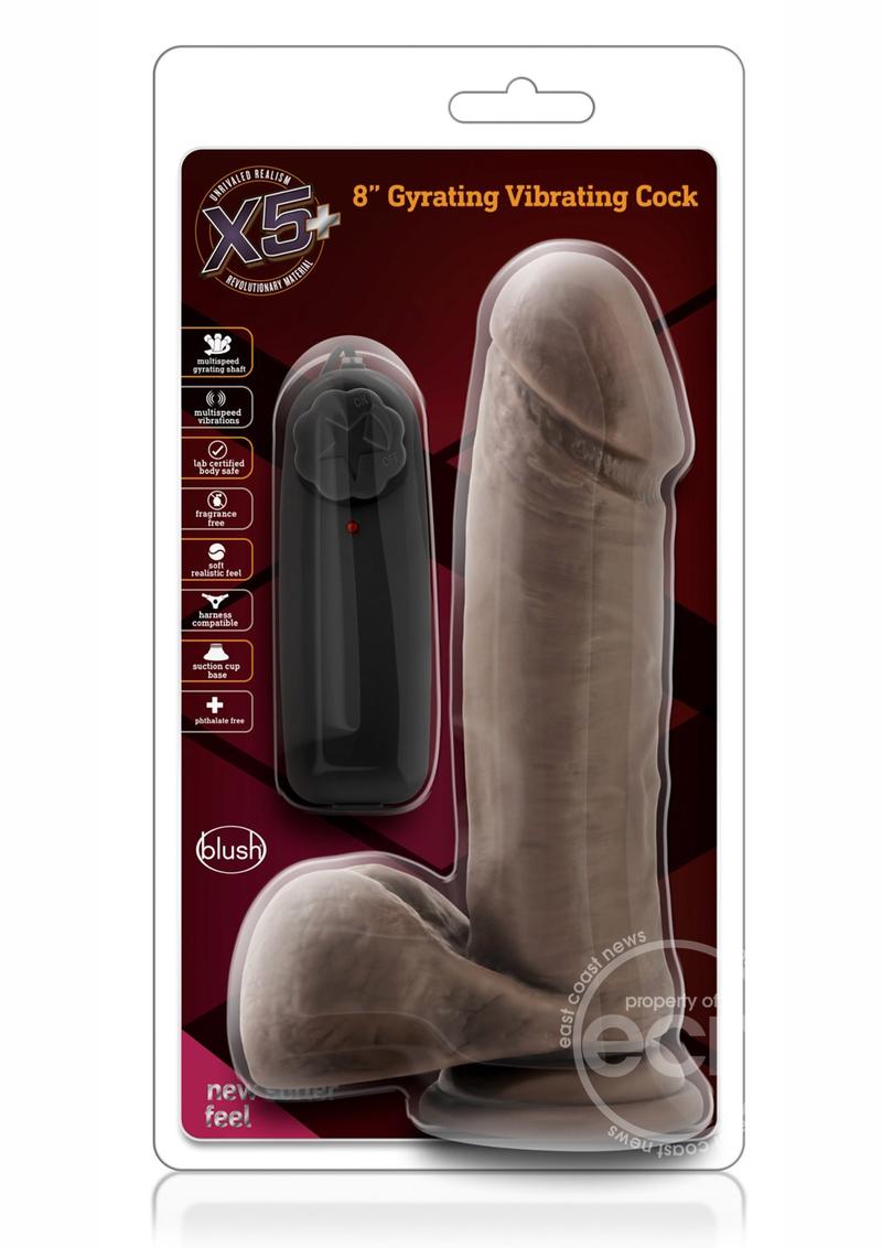 X5+ Gyrating Vibrating 8" Dildo with Wired Controller