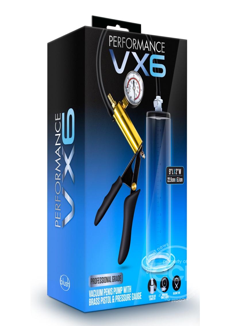 Performance VX6 Vacuum Penis Pump with Brass Pistol & Pressure Gauge