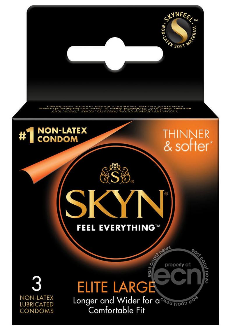 Skyn Elite Large Size Non-Latex Polyisoprene Condoms - 3-Pack