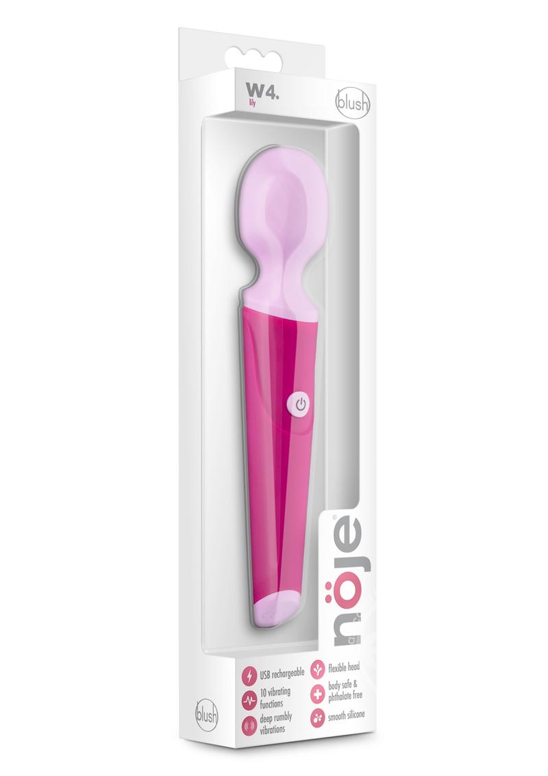 Noje W4 Rechargeable Silicone Mini Wand Vibrator - Lily Pink