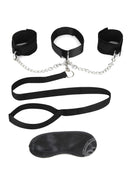 Lux Fetish Collar and Leash Set with Removable Cuffs - Black