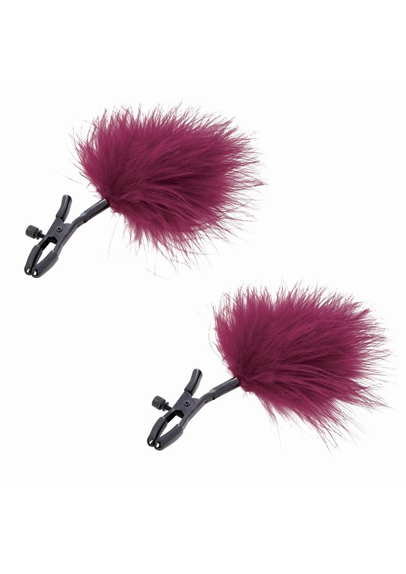 Sex & Mischief Enchanted Feather Nipple Clamps - Red/Black