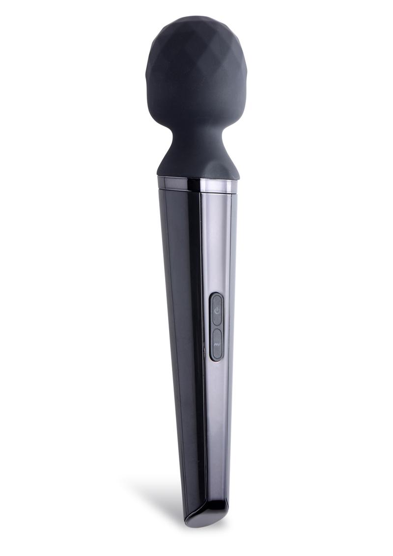 Wand Essentials Diamond Head Rechargeable Silicone Wand Vibrator- Black