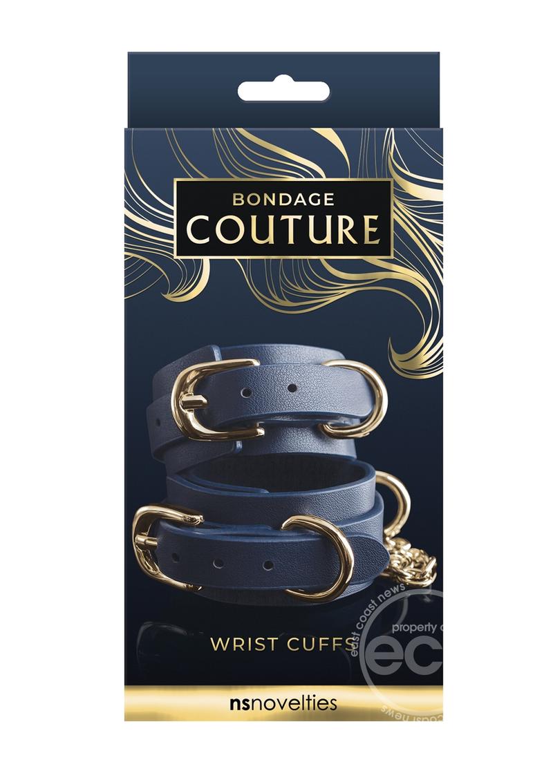 Bondage Couture Wrist Cuffs - Blue/Gold