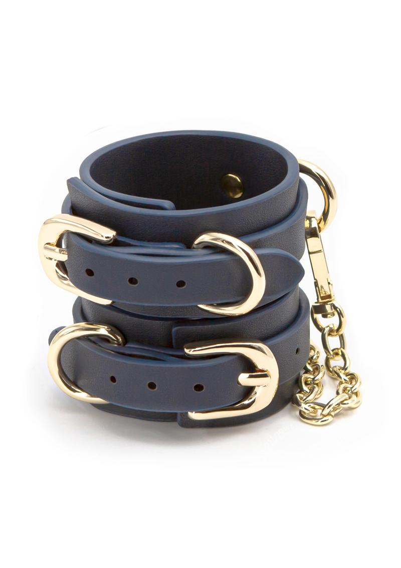 Bondage Couture Wrist Cuffs - Blue/Gold