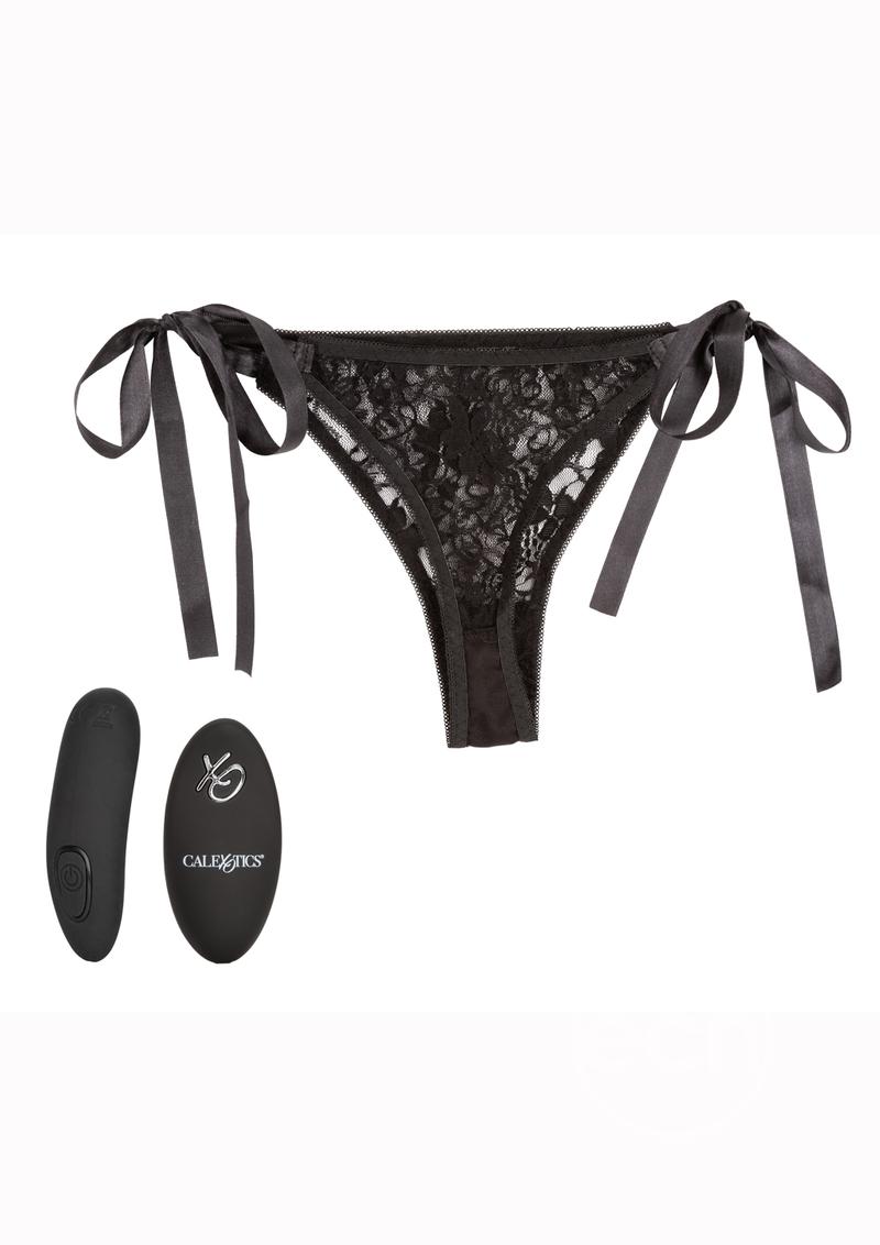 Remote Control Tie-Side Lace Thong Set - Black