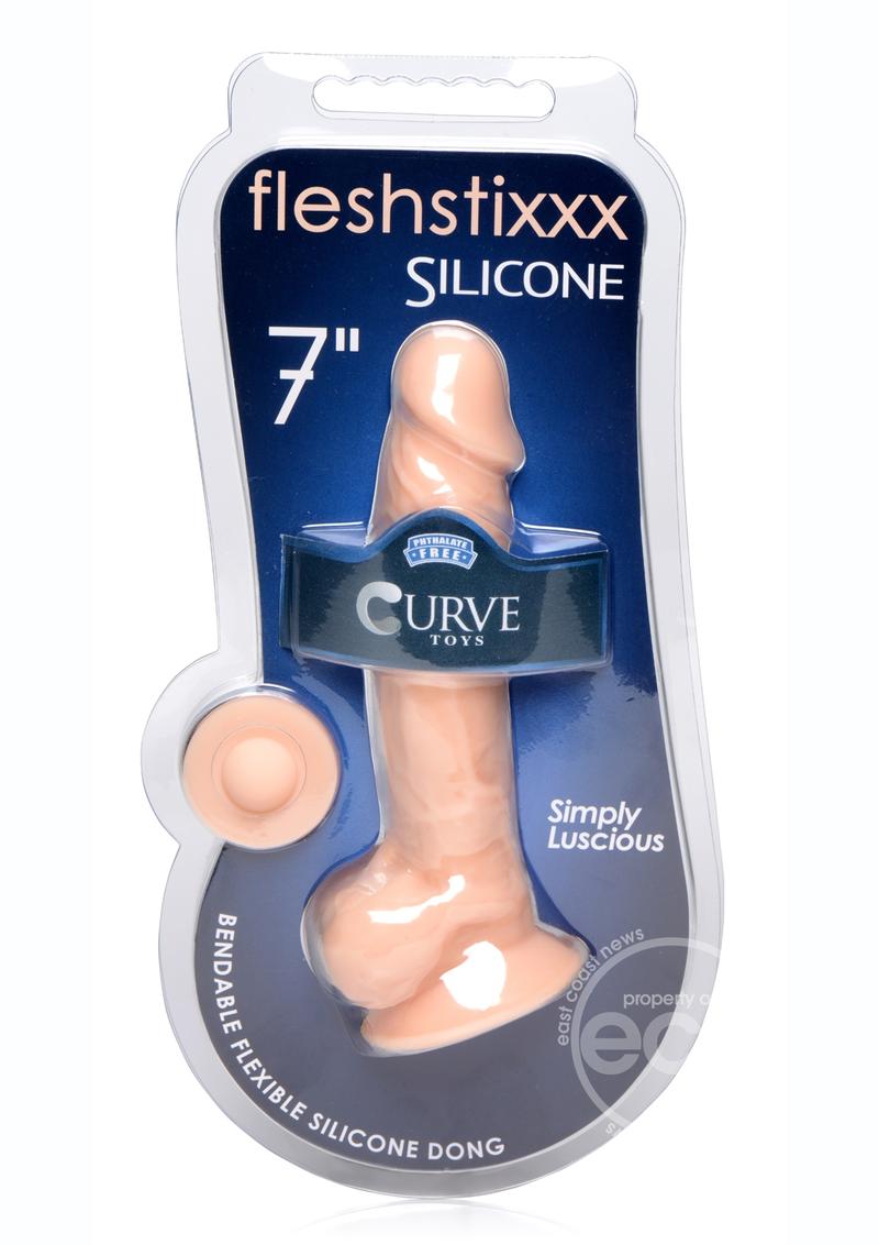 Fleshstixxx Dual Density Silicone Bendable Dong with Balls - 7in