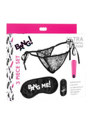 Bang! Remote Control Rechargeable Power Panty 4-Piece Set - Black/Pink