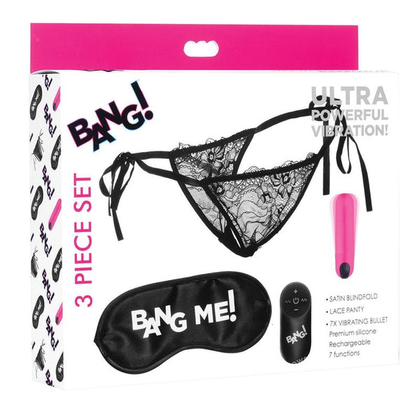 Bang! Remote Control Rechargeable Power Panty 4-Piece Set - Black/Pink