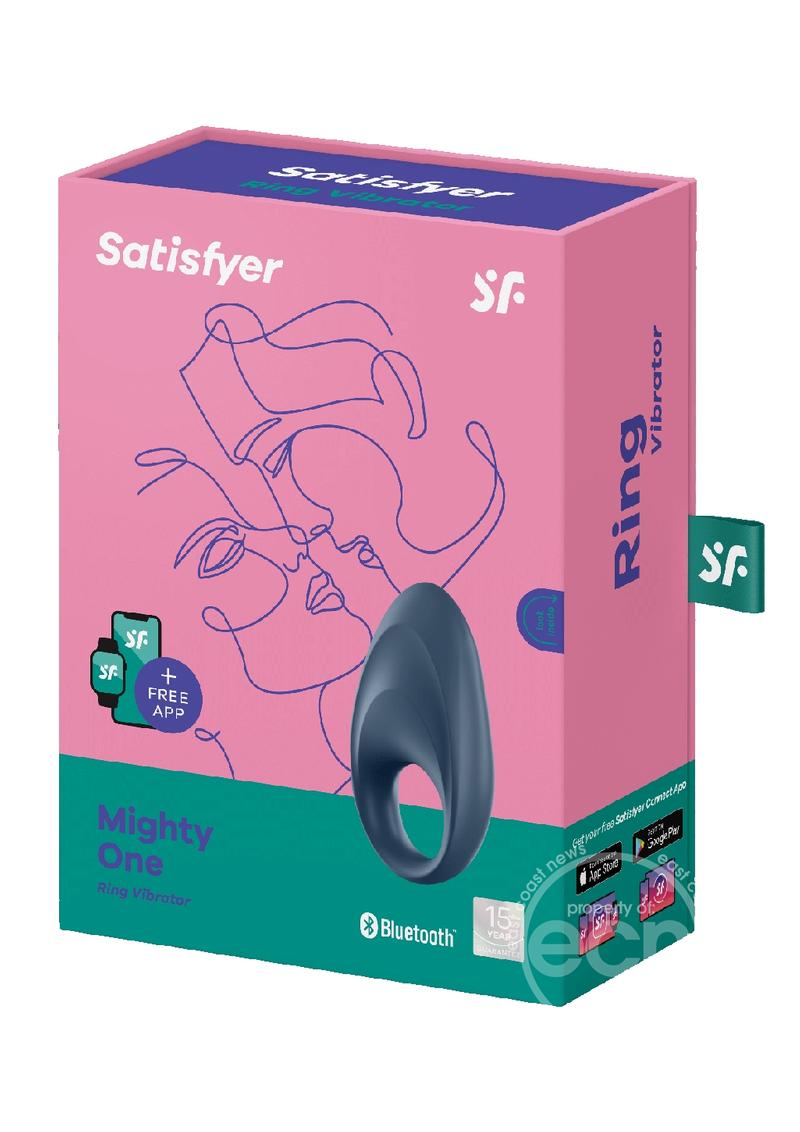 Satisfyer Mighty One Rechargeable Silicone Penis Ring - Blue