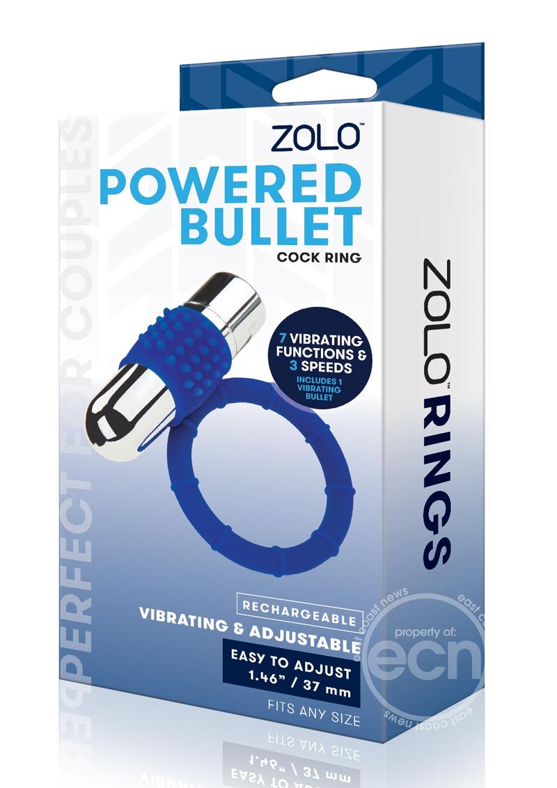 Zolo Rechargeable Vibrating Stretchy Silicone Cock Ring - Navy