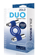 Zolo Duo Rechargeable Double Vibrating Silicone Cock Ring - Navy
