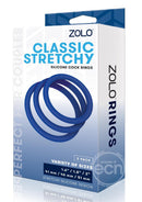 Zolo Classic Stretchy Silicone Cock Rings 3-Piece Set - Navy