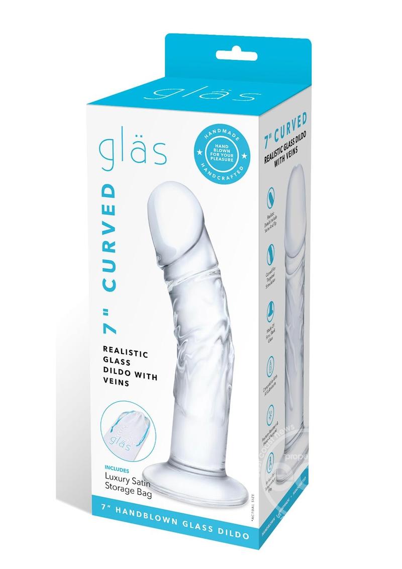 Glas 7" Curved Dildo with Veins
