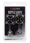 Nipple Grips - Power Grip - 4 Point Weighted Nipple Press Clamps - Black/Silver