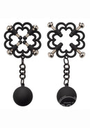 Nipple Grips - Power Grip - 4 Point Weighted Nipple Press Clamps - Black/Silver