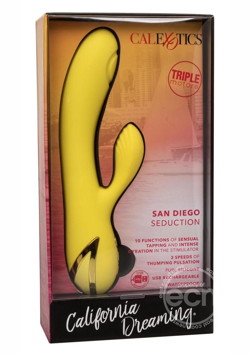 California Dreaming San Diego Seduction Rechargeable Silicone Clirotal Stimulator - Yellow