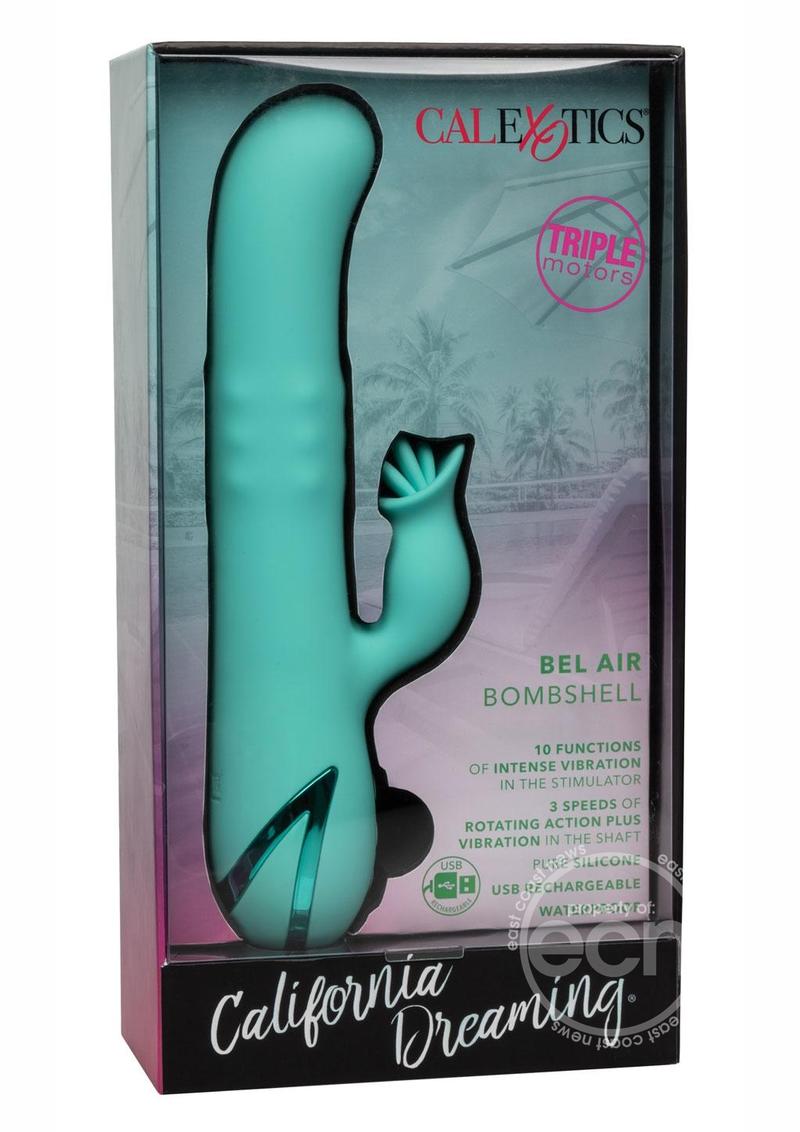 California Dreaming Bel Air Bombshell Rechargeable Silicone Clirotal Stimulator - Blue