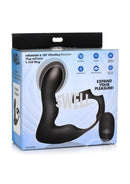 Swell Rechargeable Silicone Inflatable 10X Vibrating Prostate Plug with Cock & Ball Ring and Remote Control - Black