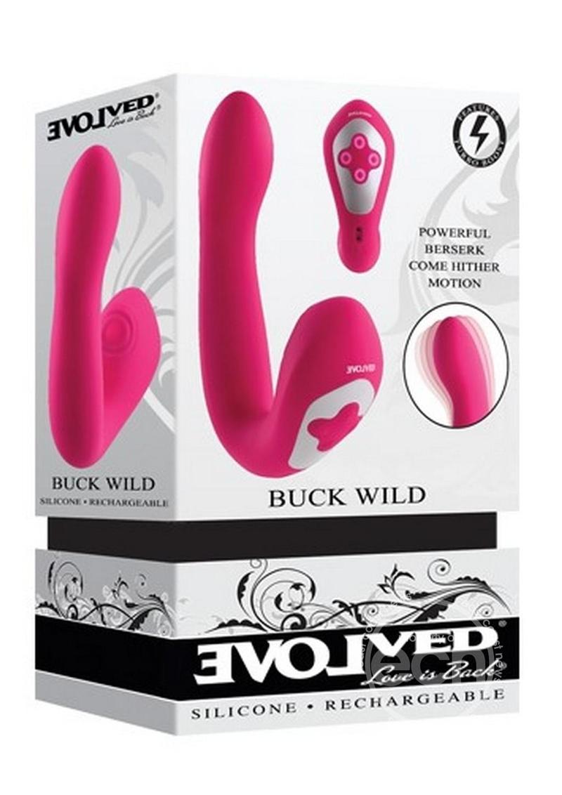 Buck Wild Rechargeable Silicone Dual Massager with Clitoral Stimulation - Pink